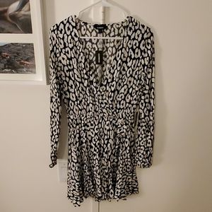 Express leopard print faux wrap dress
